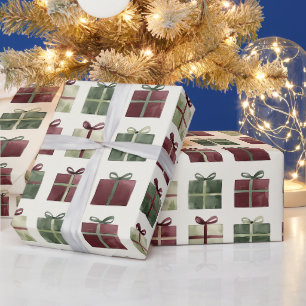 Papel De Presente Presentes de Natal Vermelho Verde