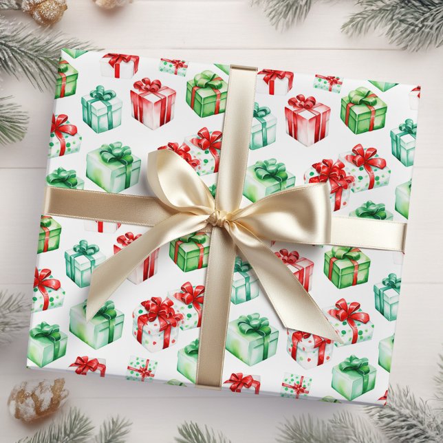 Papel De Presente Presentes de Natal Vermelhos e Verdes (Criador carregado)