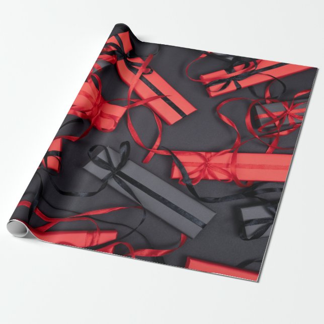 Papel De Presente Presentes de vermelho e preto (Desenrolado)