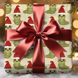 Papel De Presente Presentes Desenhados à Mão de Minhocas de Natal Fo