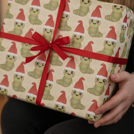 Papel De Presente Presentes Desenhados à Mão de Minhocas de Natal Fo
