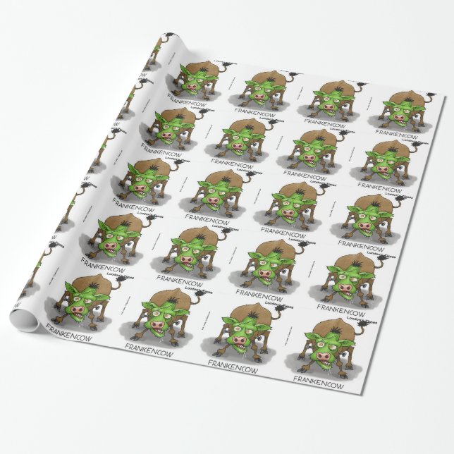 Papel De Presente Presentes Divertidos de Vaca Monstro de Halloween (Desenrolado)