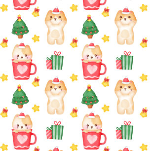 Papel De Presente Presentes E Meias De Gatos De Natal Em Branco