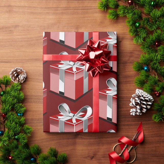 Papel De Presente Presentes Vermelhos Embalados (Presente de Natal)