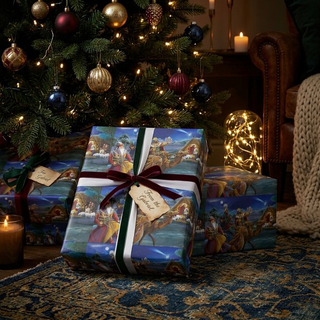 Papel De Presente Presépio com reis magos Férias de Natal  (Criador carregado)