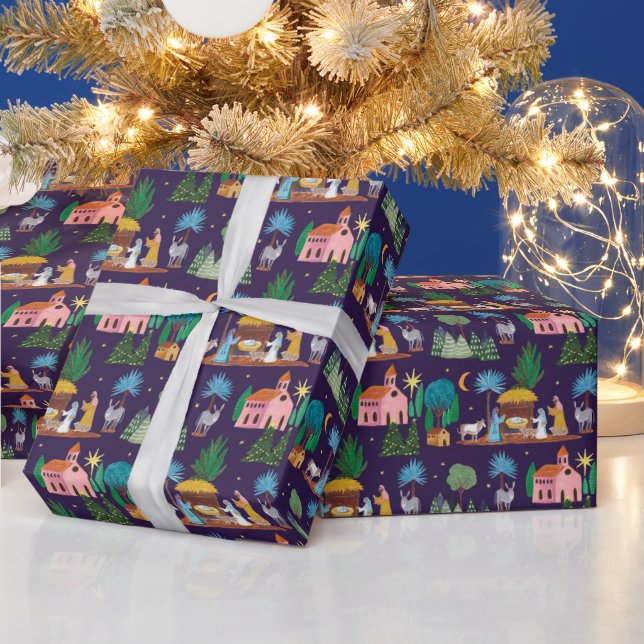 Papel De Presente Presépio Desenhado à Mão Natal (Feriados)