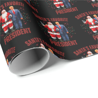 Papel De Presente Presidente Favorito do Papai Noel Engraçado Trump 