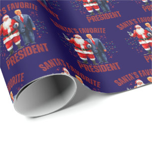 Papel De Presente Presidente Favorito do Papai Noel Trump Natal Dive