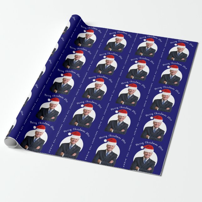 Papel De Presente Presidente Joe Biden e Santa Hat (Desenrolado)