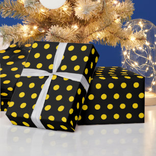 Papel De Presente Preto Amarelo Pontos Simples Minimalista