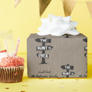 Papel De Presente Preto Branco & Castanho Chifres Rústicos A Caça Te