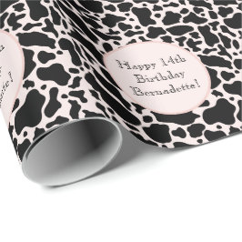 Papel De Presente Preto-Cinto-Cinto na Fazenda de Impressão de rosa