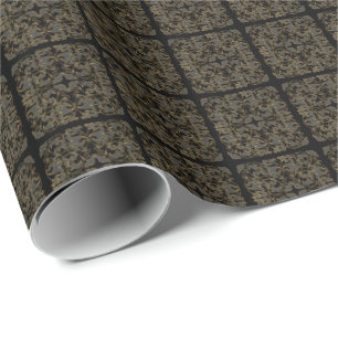 Papel De Presente Preto, Cinza e Dourado