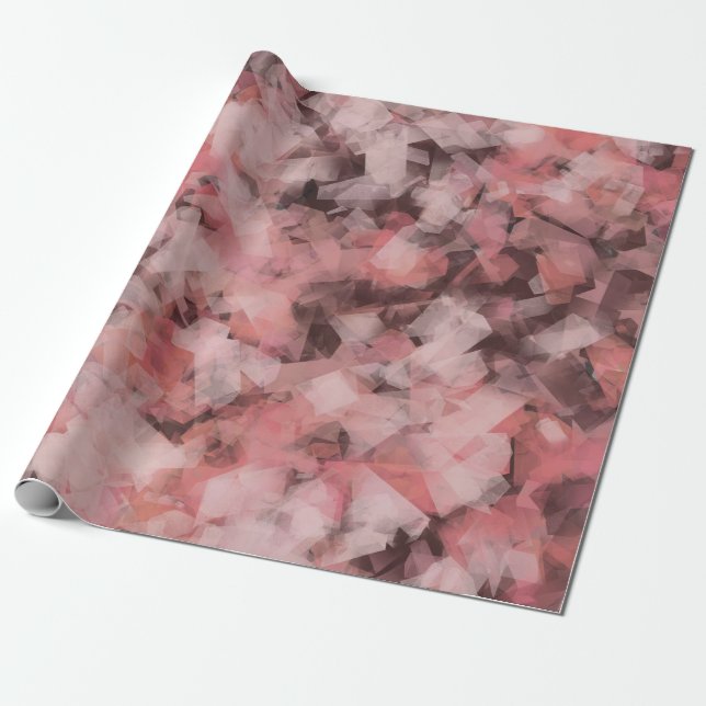 Papel De Presente Preto Cinza Rosa Branco Geométrico Abstrato Modern (Desenrolado)