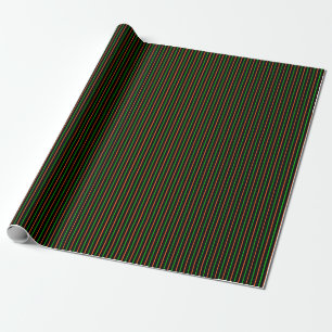 Papel De Presente Preto com faixas verdes e laranja neon