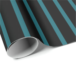 Papel De Presente Preto com Listras Turquesa