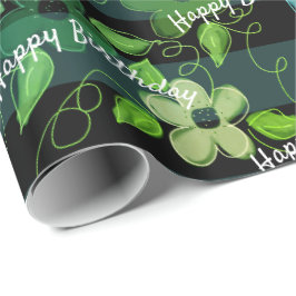 Papel De Presente Preto com Verde limão