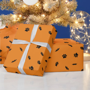 Papel De Presente Preto Confete Impressão de Pata de Cachorro Person