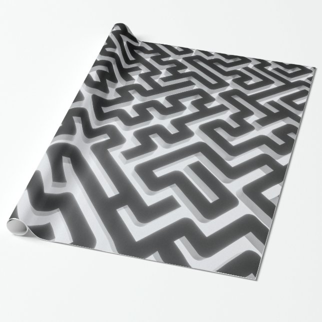 Papel De Presente Preto de prata do labirinto (Desenrolado)