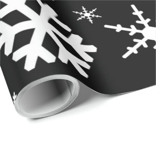 Papel De Presente Preto dos flocos de neve