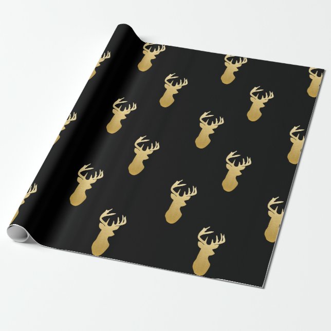 Papel De Presente Preto Dourado do papel de envolvimento do teste (Desenrolado)