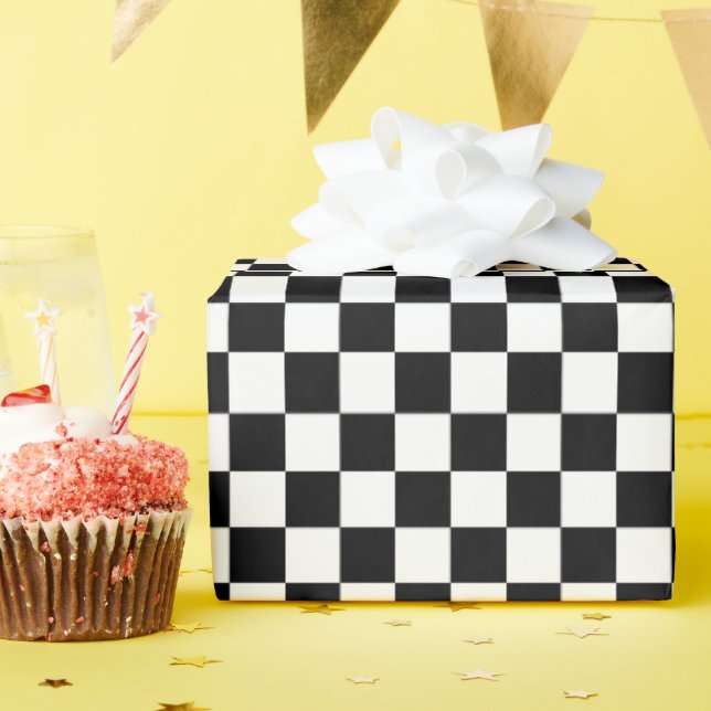 Papel De Presente Preto E Branco (Festa de aniversário)
