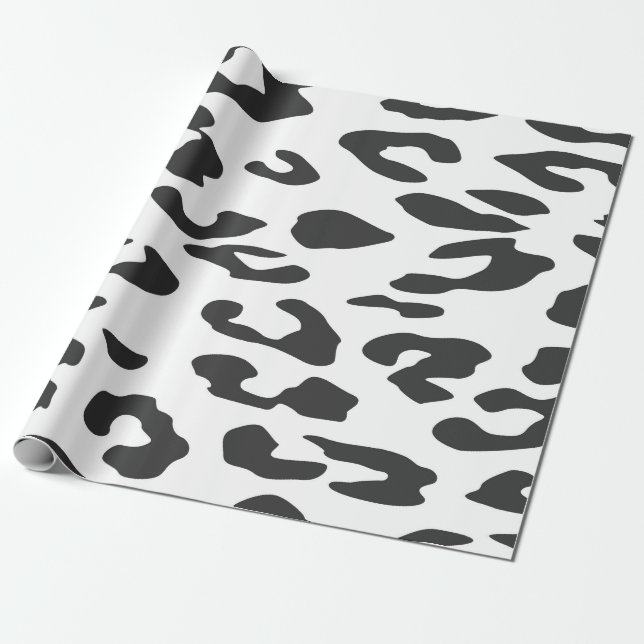 Papel De Presente Preto e branco Cheetah mancha impressão animal (Desenrolado)