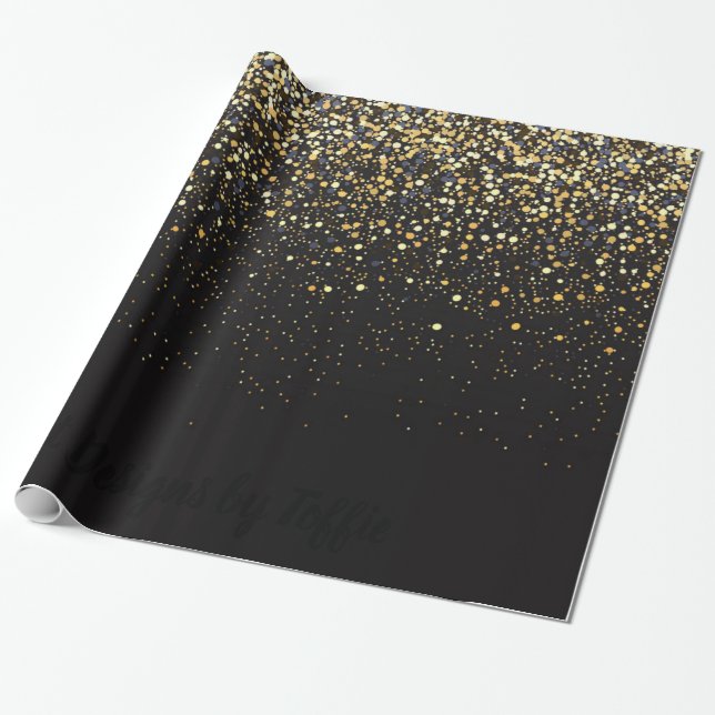 Papel De Presente  Preto e Dourado (Desenrolado)