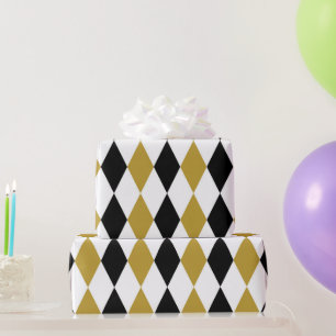 Papel De Presente Preto E Dourado Argyle