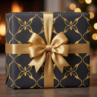 Papel De Presente Preto E Dourado Geométrico