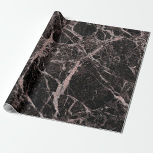 Papel De Presente Preto e Dourado Rosa Brilho Mármore Glam Moderno