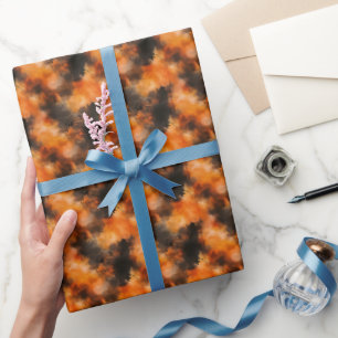 Papel De Presente Preto e Laranja Abstrato