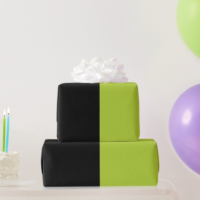 Papel De Presente Preto e Neon Verde (Presentes para festas)