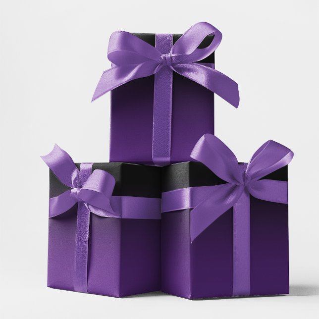 Papel De Presente Preto e Roxo Real Ombre (Black and Royal Purple Ombre Wrapping Paper)