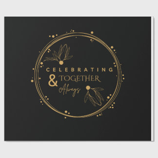Papel De Presente Preto Elegante e Celebração Dourada Juntos e Sempr