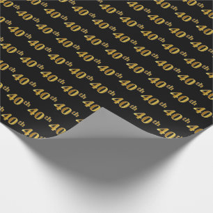 Papel De Presente Preto, evento do ouro 40th do falso (quadragésimo