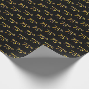 Papel De Presente Preto, evento do ouro 75th do falso