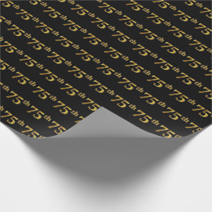 Papel De Presente Preto, evento do ouro 75th do falso
