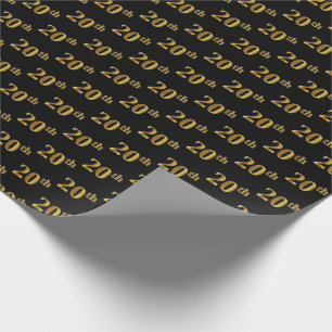 Papel De Presente Preto, evento do ouro do falso 20o (vigésimo)