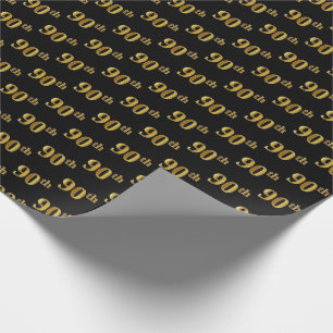Papel De Presente Preto, evento (Ninetieth) Dourado do 90 do falso