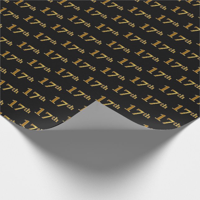 Papel De Presente Preto, Falso Dourado 17º (Décimo Sétimo) Evento (Ponta)