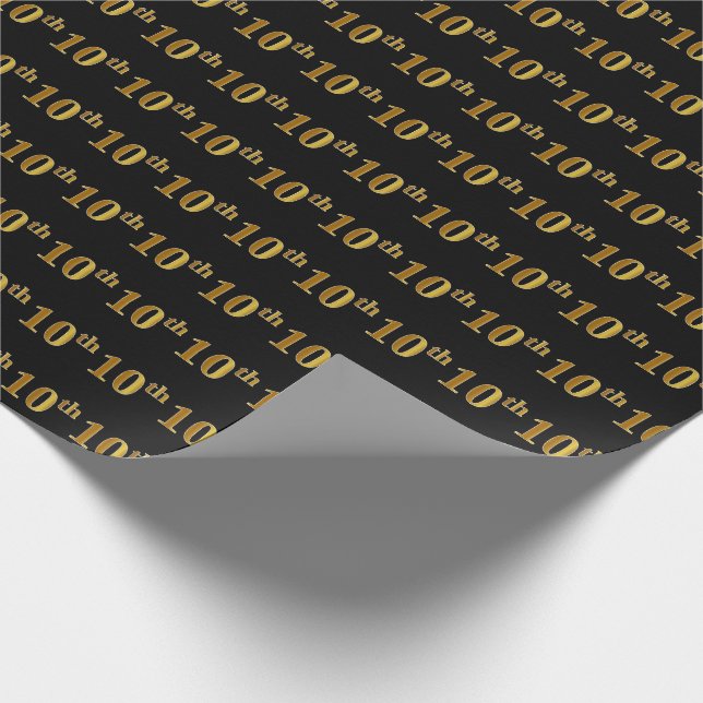 Papel De Presente Preto, Faux Dourado 10º (Décimo) Evento (Ponta)