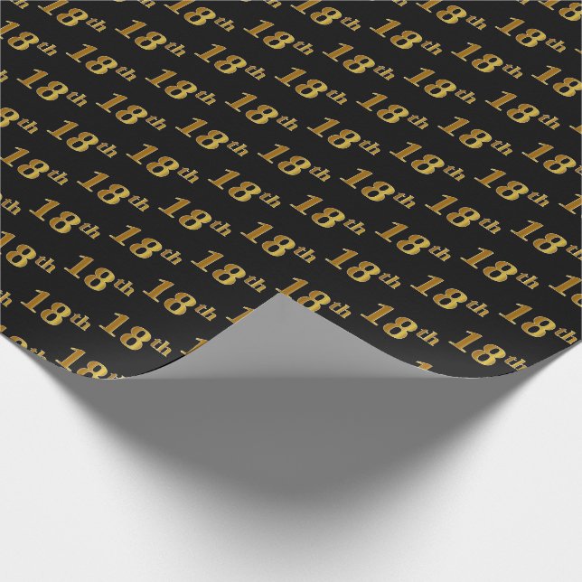 Papel De Presente Preto, Faux Dourado 18º (18º) Evento (Ponta)