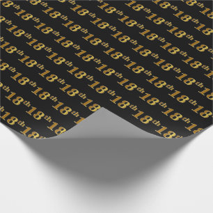 Papel De Presente Preto, Faux Dourado 18º (18º) Evento