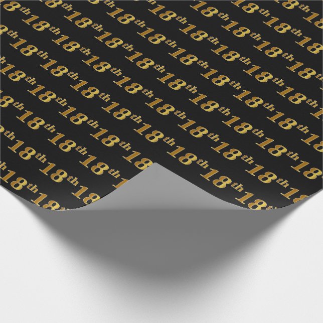 Papel De Presente Preto, Faux Dourado 18º (18º) Evento (Ponta)