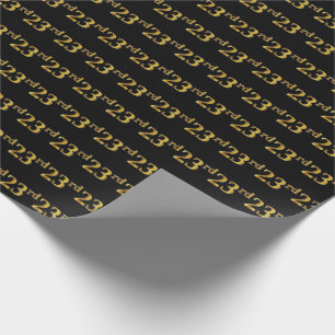 Papel De Presente Preto, Faux Dourado 23º (23º) Evento