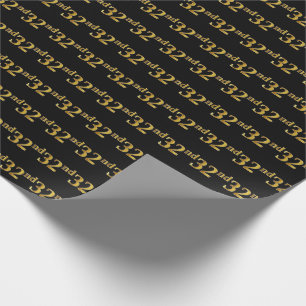 Papel De Presente Preto, Faux Dourado 32º (32º)