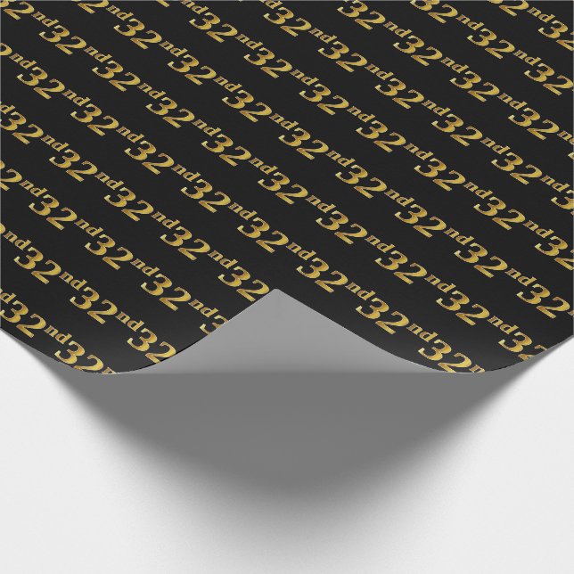 Papel De Presente Preto, Faux Dourado 32º (32º) (Ponta)