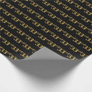 Papel De Presente Preto, Faux Dourado 33º (33º) Evento