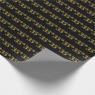Papel De Presente Preto, Faux Dourado 35º (Trinta e Cinco) Evento
